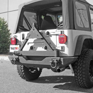 Fat Bob's Garage, Rugged Ridge, Part #11546.42, Tire Carrier Xhd Rear Bumper 76-06 Jeep CJ/Wrangler MAIN