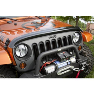 Fat Bob's Garage, Rugged Ridge, Part #11350.02, Jeep JK Wrangler Wraparound Bug Deflector Smoke 2007-2016 MAIN