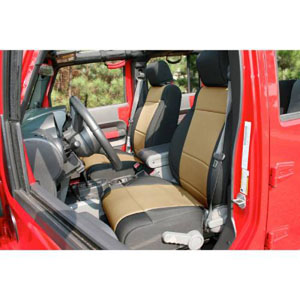 Fat Bob's Garage, Rugged Ridge, Part #13215.04, Neoprene Front Seat Covers Black/Tan 11-16 Jeep JK Wrangler MAIN