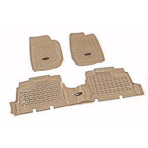 Fat Bob's Garage, Rugged Ridge, Part #13987.01, Frt And Rear Tan Floor Liner Set 07-16 Jeep Wrangler JK Unlimited MAIN