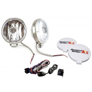 Fat Bob's Garage, Rugged Ridge, Part #15208.58, 6-Inch Slim Halogen Fog Light Kit Stainless Steel Housings MAIN