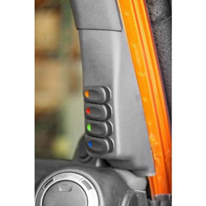 Fat Bob's Garage, Rugged Ridge, Part #17235.87, A-Pillar 4 Switch Pod Kit Black Right Side 07-10 Jeep JK Wrangler MAIN