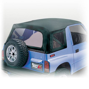 Fat Bob's Garage, Rugged Ridge, Part #53702.15, Soft Top Black Denim Clear Windows 88-94 Suzuki Sidekicks MAIN