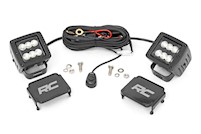 Rough Country 2-inch Square Cree LED Lights-Pair | Black Series, Flood Beam MAIN