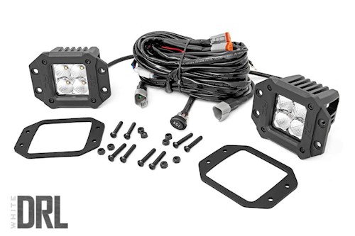 Rough Country 2"Square Flush Mount Cree LED Lights-Pair Chrome Series Cool DRL LARGE
