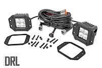 Rough Country 2"Square Flush Mount Cree LED Lights-Pair Chrome Series Cool DRL MAIN