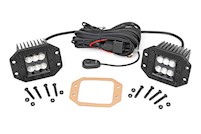 Rough Country 2"Square Flush Mount Cree LED Lights-Pair Black Series, Flood Beam MAIN