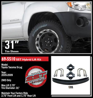 Fat Bob's Garage, Ready Lift Part #69-5510, Toyota Tacoma SST 2.75" Lift Kit 2WD 2005-2016 (5-lug) MAIN