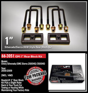 Fat Bob's Garage, Ready Lift Part #66-3051, Chevrolet/GMC Silverado/Sierra 1" Rear Block 4WD/2WD 2000-2010 (8-lug) MAIN