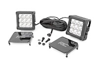 Rough Country 4-inch Square Cree LED Lights-Pair Chrome Series w/ Cool White DRL MAIN