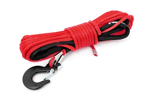 Rough Country Red 1/4in Synthetic Winch Rope | UTV, ATV RS161 LARGE