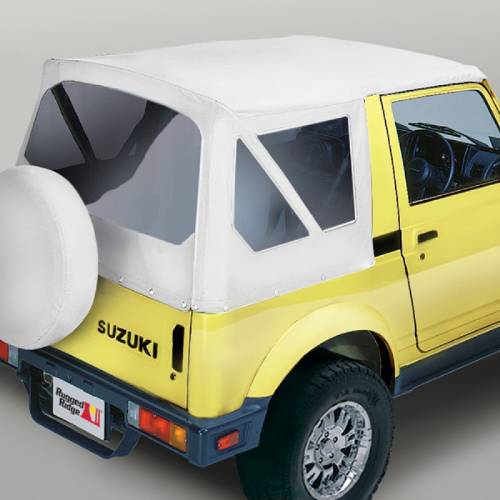Fat Bob's Garage, Rugged Ridge, Part #53701.52, Factory Soft Top White Denim Clear Windows Suzuki Samurais MAIN