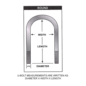 Fat Bob's Garage, Part # UB91635015RD, U-Bolt Kit - 9/16" D x 3 1/2" W x 15" L Round - (Set of 4) MAIN