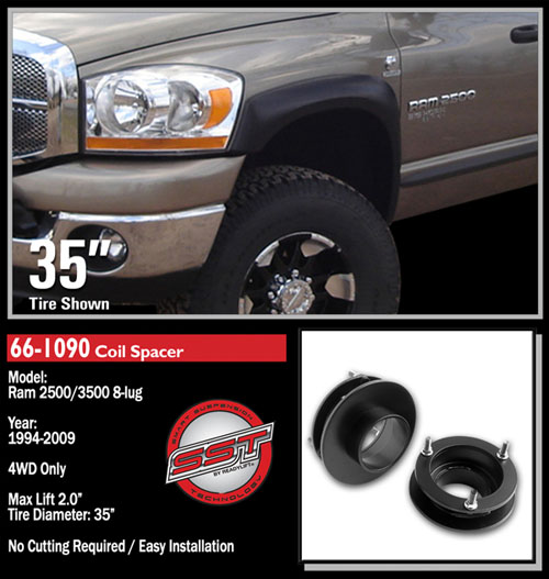 Fat Bob's Garage, Ready Lift Part #66-1090, Dodge Ram 2500/3500 2" Front Leveling Kit 4WD 1994-2009 (8-lug) LARGE