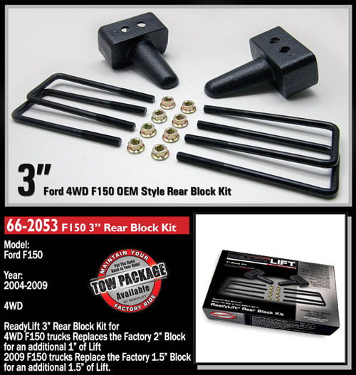 Fat Bob's Garage, Ready Lift Part #66-2053, Ford F150 3" Rear Lift Block Kit 4WD 2004-2016 LARGE