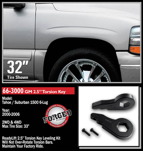 Fat Bob's Garage, Ready Lift Part #66-3000, Chevrolet Suburban/Tahoe 1500 2.5" Leveling Kit 4WD/2WD 2000-2006 6-lug LARGE