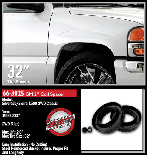 Fat Bob's Garage, Ready Lift Part #66-3025, GMC Sierra 1500 Classic 2" Front Leveling Kit 2WD 1999-2007 (6-lug) LARGE