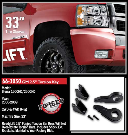 Fat Bob's Garage, Ready Lift Part #66-3050, GMC Sierra 1500HD/2500HD 3" Front Leveling Kit 2WD/4WD 1999-2010 (8-lug) LARGE