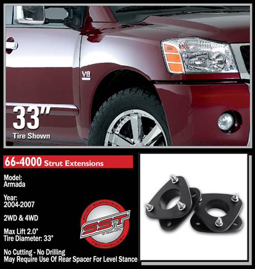 nissan armada 2 front leveling kit 4wd 2wd 2004 2007 fat bob s garage online store