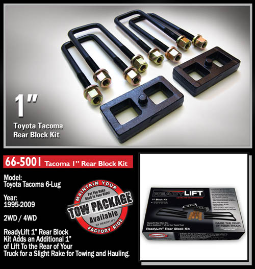 Fat Bob's Garage, Ready Lift Part #66-5001, Toyota Tacoma 1" Rear Block Kit 4WD/2WD 1995-2016 (6-lug) LARGE