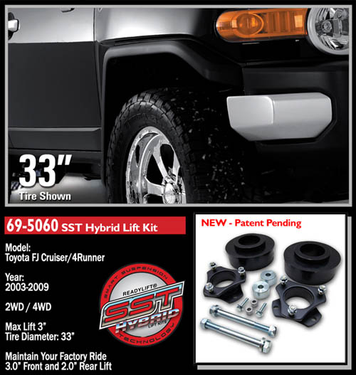 Fat Bob's Garage, Ready Lift Part #69-5060, Toyota FJ Cruiser/4Runner 3" Front 2" Rear SST Lift Kit 2003-2016 LARGE