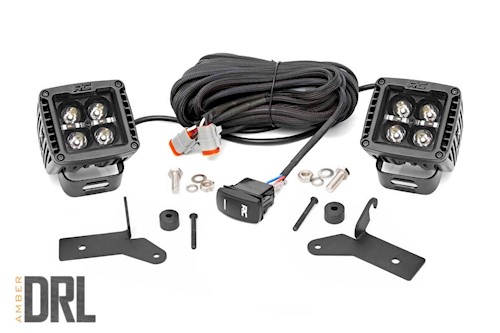 Rough Country 2" LED LWR Windshield Kit for Wrangler JL Gladiator JT Blk-Series LARGE
