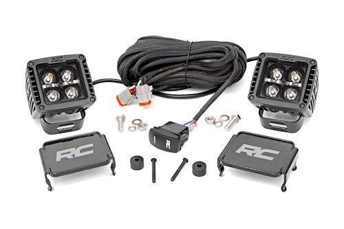 Rough Country 2" LED Cube Easy-Mount Kit 18-23for Wrangler JL/Gladiator-BLK LARGE