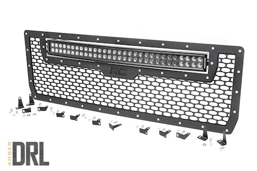 Rough Country GMC Mesh Grille|30" Dual Row BLK LED Amber DRL 14-15 Sierra 1500 LARGE