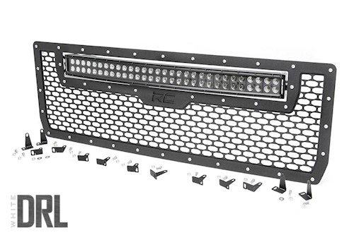 Rough Country GMC Mesh Grille|30" Dual Row BLK LED White DRL 14-15 Sierra 1500 LARGE