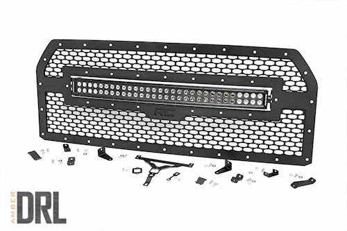 Rough Country for Ford Mesh Grille|30in Dual Row Black LED w/Amb RL 15-17 F-150 LARGE
