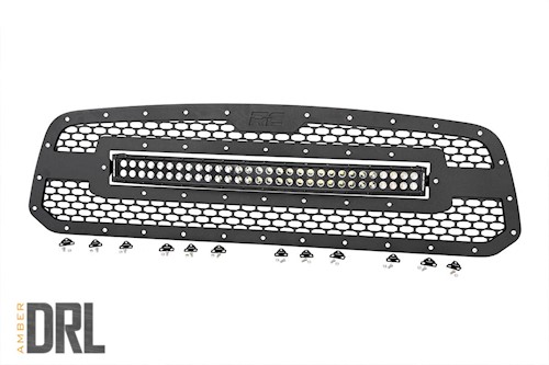 Rough Country Mesh Grille|30" Dual Row BLK LED Amber DRL 13-18 for RAM 1500 LARGE