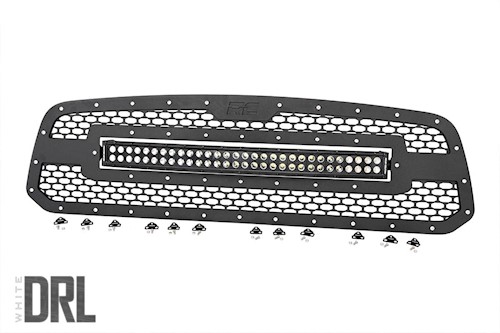 Rough Country Mesh Grille|30" Dual Row BLK LED White DRL 13-18 for RAM 1500 LARGE