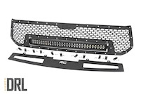 Rough Country Mesh Grille w/30in Dual Row BLK Ser LED w/Amber for 14-17 Tundra MAIN