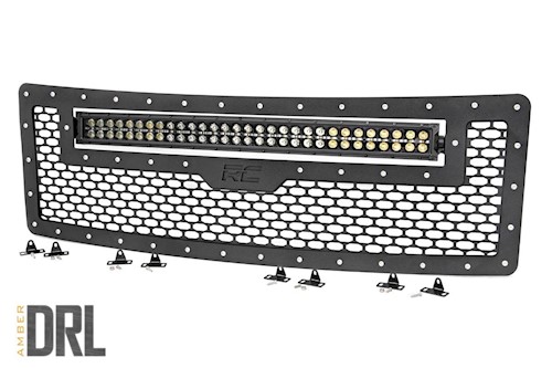 Rough Country for Ford Mesh Grille 30" Dual Row BLK Ser LED Amber DRL 09-14 F150 LARGE