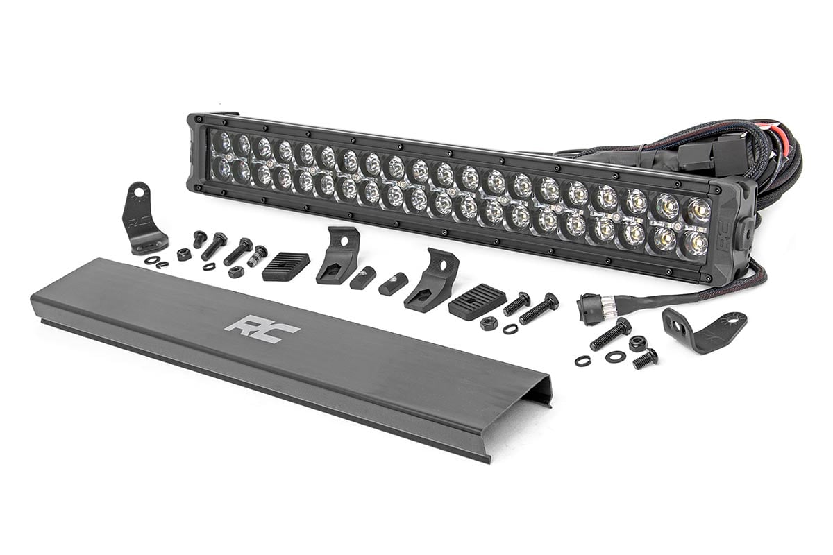 Rough Country 20" Cree LED Light Bar - Dual Row Black Series w/ Cool White DRL MAIN