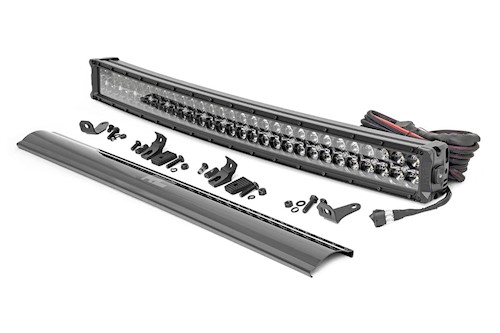 Rough Country 30"Curved Cree LED Light Bar-Dual Row Black Series w/ Amber DRL LARGE