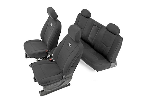 Rough Country GM Neoprene Front & Rear Seat Covers | Black [14-18 1500] 91025 LARGE