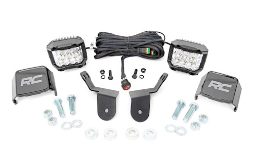 Rough Country LED Light Kit | Cage Mount | 2" Chrome Pair | Wide Angle | Honda Pioneer (16-22) LARGE