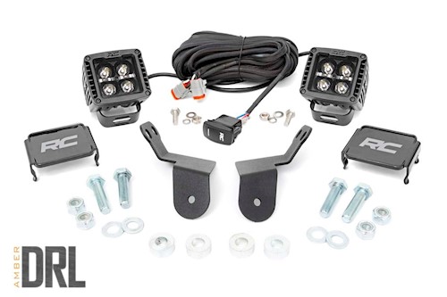 Rough Country Dual LED Cube Kit|2in Black Series w/Amber DRL for 16-20 Pioneer LARGE