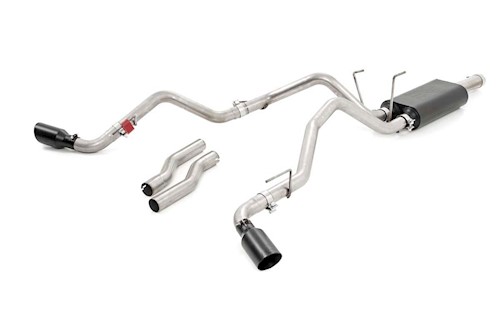 Rough Country Dual Cat-Back Exhaust BLK Tips 09-18 for Ram 1500|V8-4.7L, 5.7L LARGE