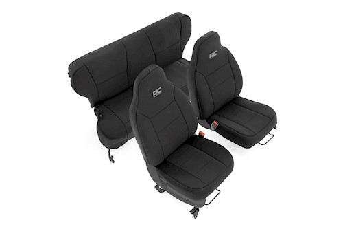 Rough Country Neo Seat Cover Set|Black [for 97-01 XJ w/Non-Detachable Headrest] LARGE