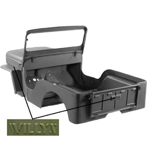 Fat Bob's Garage, OMIX-ADA Part #DMC-693197, Body Tub Kit With Willys Script 53-68 Willys CJ3Bs MAIN