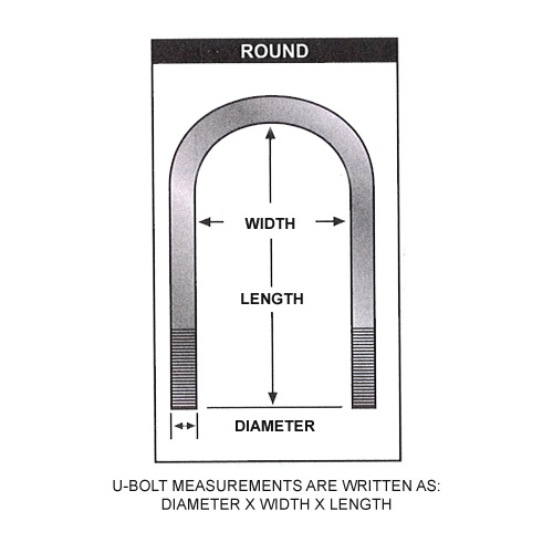 Fat Bob's Garage, Part # 7611, U-Bolt Kit - 5/8" D x 3 1/2" W x 8 1/2" L Round - (Set of 4) LARGE