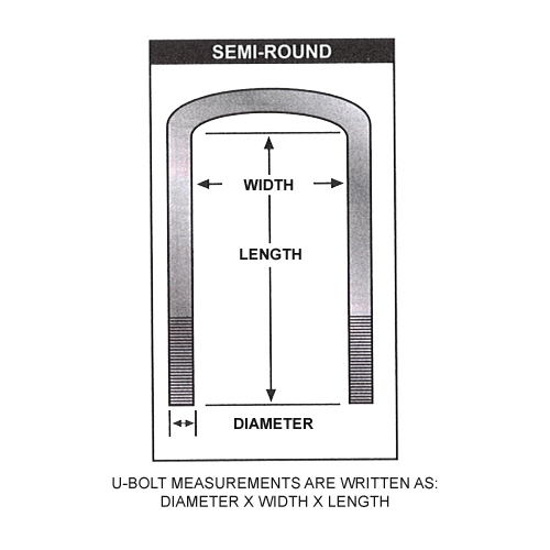 Fat Bob's Garage, Part # 7653, U-Bolt Kit - 9/16" D x 3 1/8" W x 11 1/2" L Semi Round - (Set of 4) LARGE