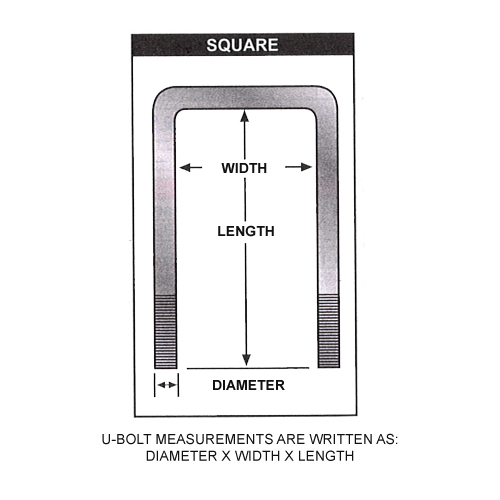 Fat Bob's Garage, Part # UB9162501450SQ, U-Bolt Kit - 9/16" D x 2 1/2" W x 14 1/2" L Square - (Set of 4) MAIN