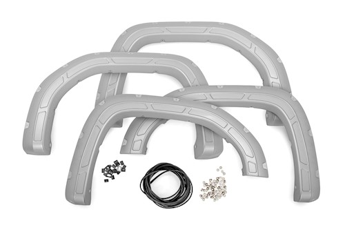 Rough Country Defender Pocket Fender Flares Silver GMC Sierra 1500 19-22 LARGE