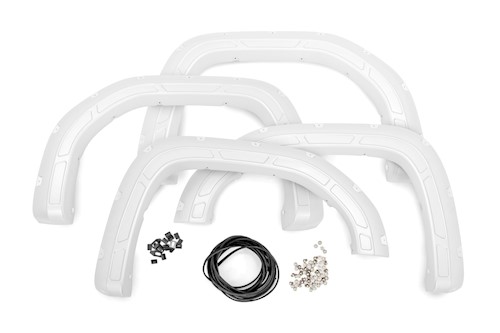 Rough Country Defender Pocket Fender Flares White GMC Sierra 1500 19-22 LARGE