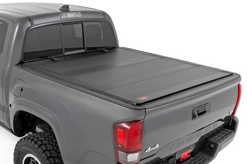 Rough Country Hard Tri-Fold Flip Up Bed Cover | 5&#039; Bed | Toyota Tacoma 2WD/4WD (16-23) LARGE