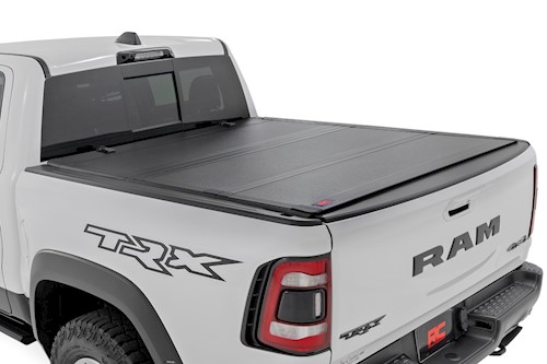 Rough Country Hard Tri-Fold Flip Up Bed Cover | 6&#039;4&quot; | Ram 1500 (19-23)/1500 TRX (21-23) LARGE