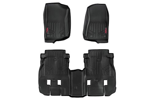Rough Country Heavy Duty Floor Mats [F/R]-18-20 For Jeep Wrangler JL Unlimited LARGE